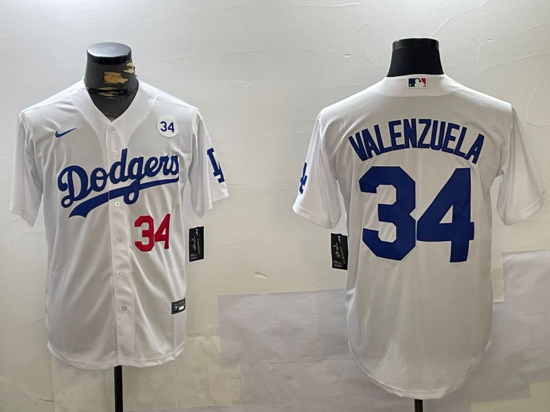 Men Los Angeles Dodgers #34 Valenzuela White Game 2024 Nike MLB Jersey style 11207->los angeles dodgers->MLB Jersey